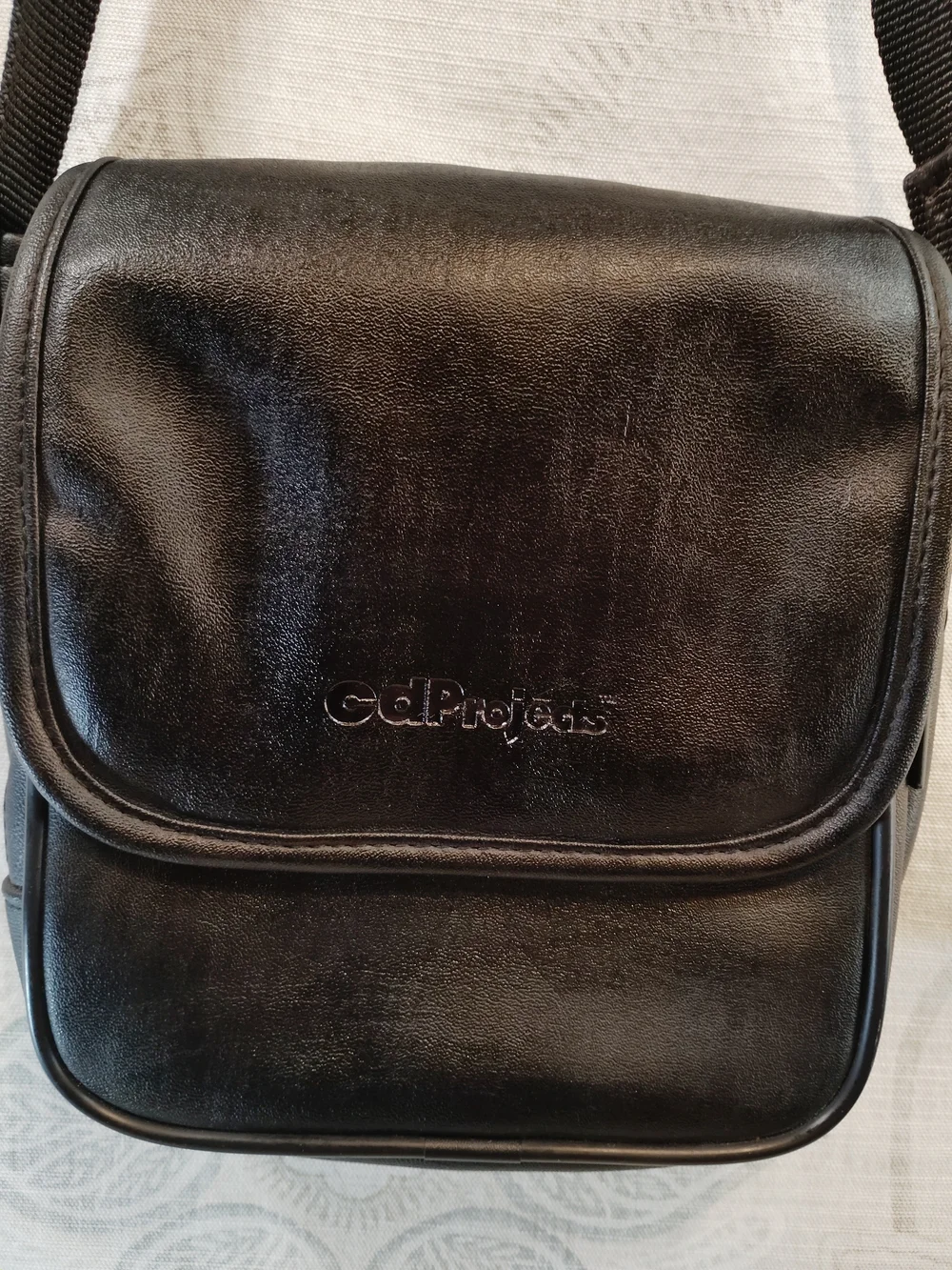 Black Compact Leather Crossbody Messenger Bag